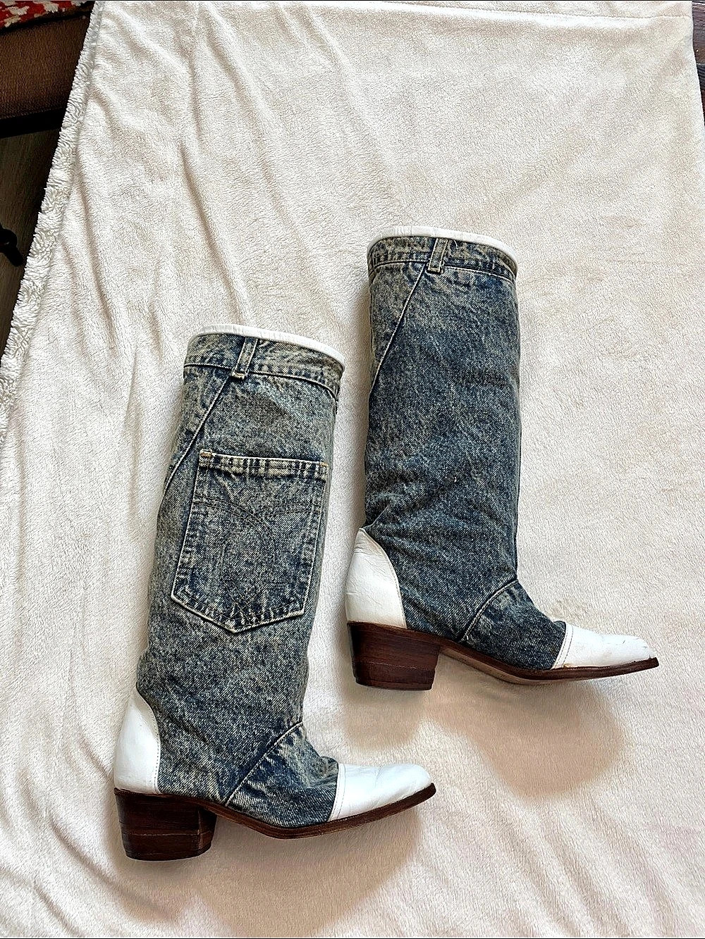 Denim Western Heeled Boots size 35